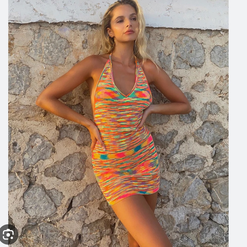 NWT Princess Polly adelle halter mini dress rainbow size 4